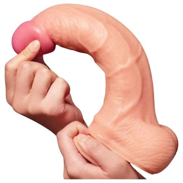 Lovetoy - realistisk dildo med två lager - 25cm - hudfärgad
