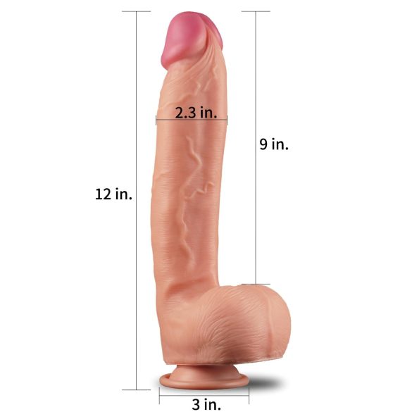 Lovetoy Nature Cock - realistisk dildo - dubbelskikt - 30cm - naturfärg