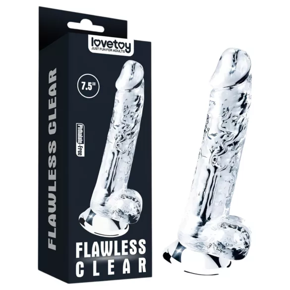 Lovetoy Flawless Clear - dildo med sugkopp - 19 cm (transparent)