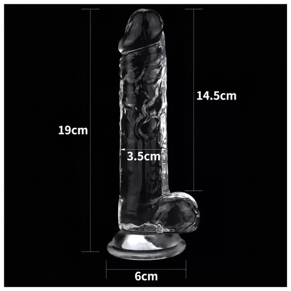 Lovetoy Flawless Clear - dildo med sugkopp - 19 cm (transparent)