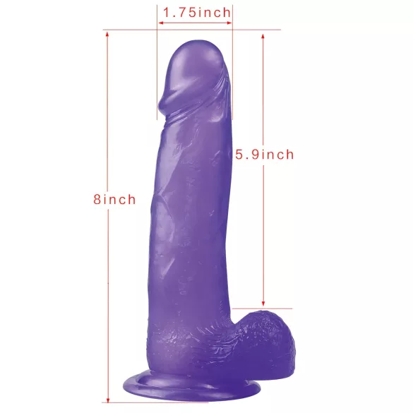 Lovetoy - dildo med sugpropp - 20 cm - lila - jelly