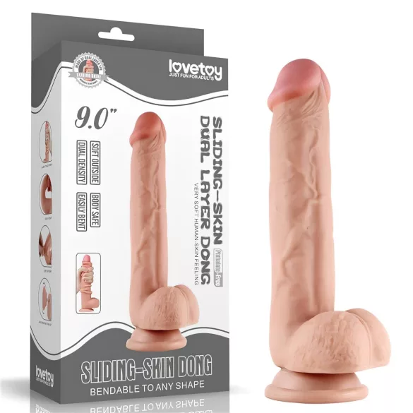 Lovetoy - realistik dildo - dubbel lager - 23cm natur