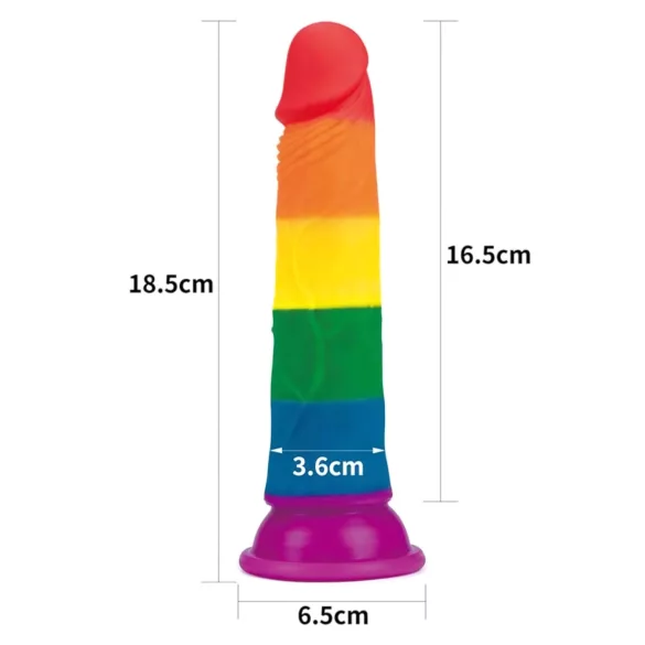 Lovetoy Prider - realistisk dildo - 19 cm - regnbåge