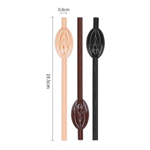 Lovetoy - penis sugrör - 3-pack - natur/brun/svart