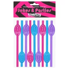 Lovetoy - sugrör med vaginadesign - rosa/blå/lila