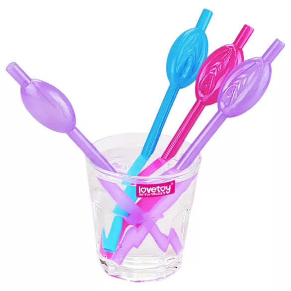Lovetoy - sugrör med vaginadesign - rosa/blå/lila