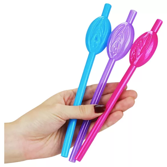 Lovetoy - sugrör med vaginadesign - rosa/blå/lila