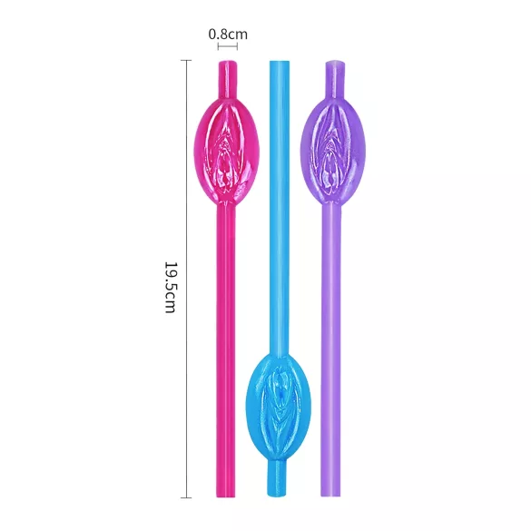 Lovetoy - sugrör med vaginadesign - rosa/blå/lila