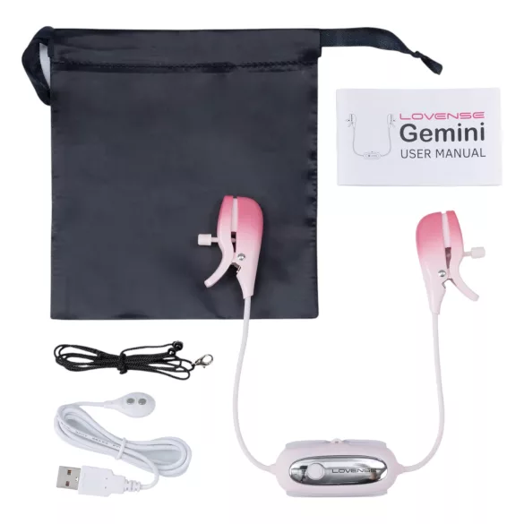 Lovense Gemini - App-styrd vibrerande bröstvårtsklämma (rosa)