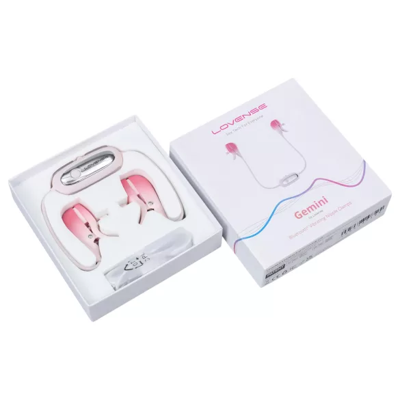 Lovense Gemini - App-styrd vibrerande bröstvårtsklämma (rosa)