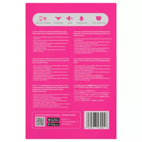 LOVENSE Lush 4 - smart vibratorägg (rosa)