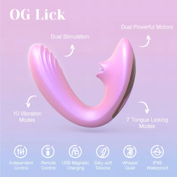 Tracy's Dog OG Lick - G-punktsvibrator och klitorisstimulator (rosa)