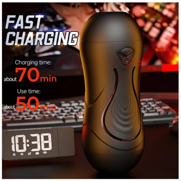 Leopard - mun- och konstgjord vagina-penisvibrator (natur)