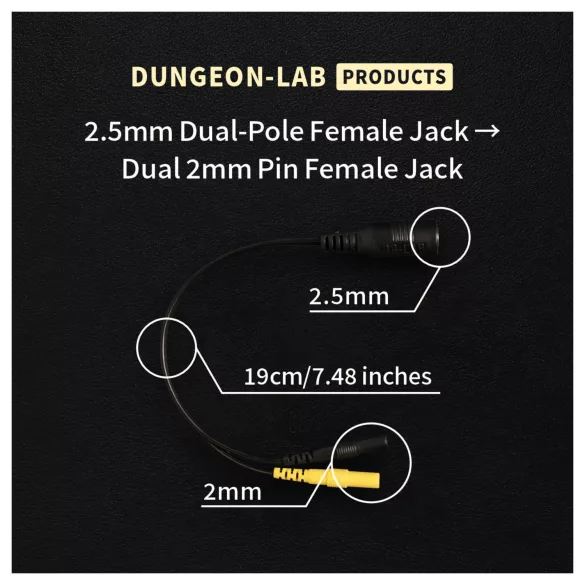 DG-LAB - elektrodadapter från 2,5 mm-uttag till 2 mm (svart)