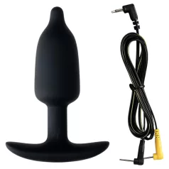   DG-LAB - bipolär, ledande silikon analplugg med elektrod (svart)