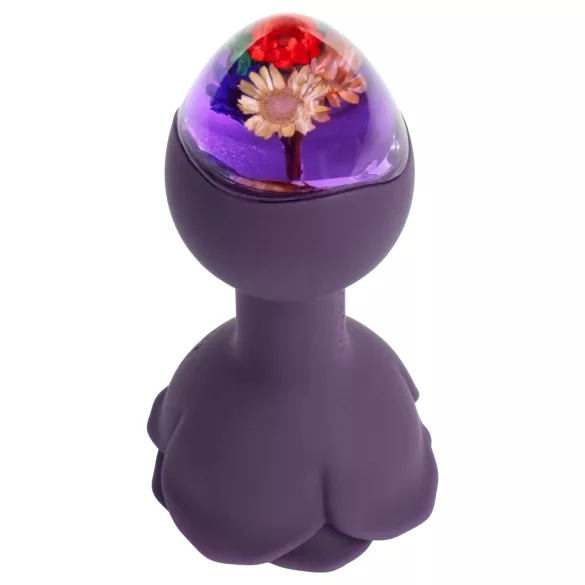 LOVISS Flower - analplugg med fjärrstyrd vibrator (lila)