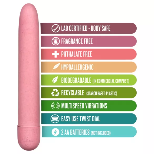 Gaia - stavvibrator - miljövänlig - rosa - stor