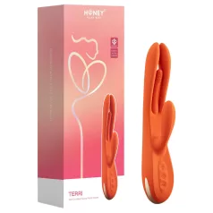   Honey Play Box Terri - App‑styrd vibrator med klitorisklämmor (orange)