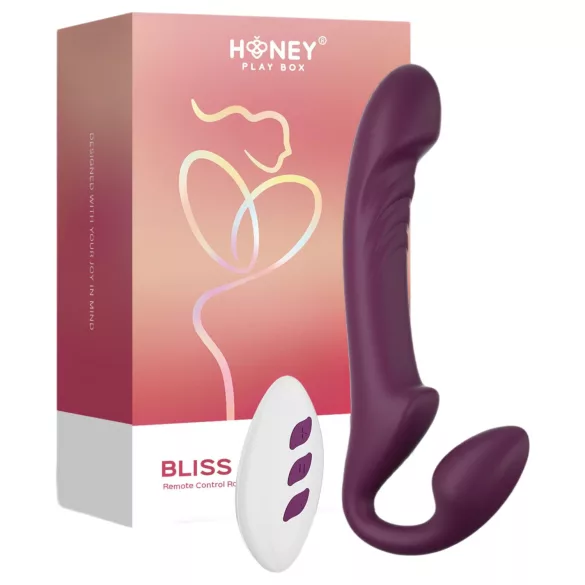 Honey Play Box Bliss - roterande pärlvibrator med sele - lila