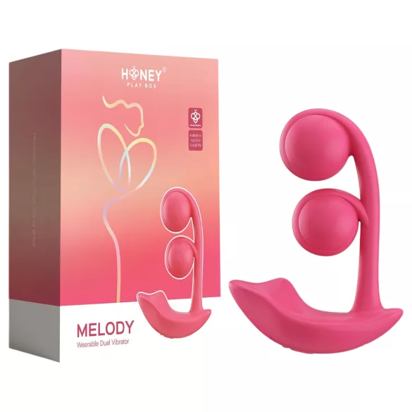 Honey Play Box Melody - App-styrd pärlbesatt 2-i-1 vibrator (röd)