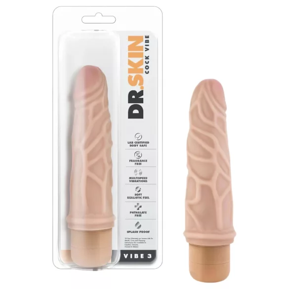 Dr. Skin Vibe No.3 - verklighetstrogen vibrator (naturfärg)