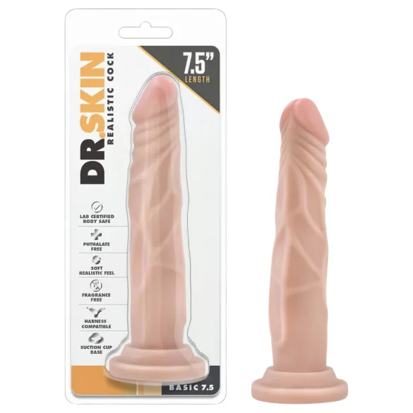 Dr. Skin - realistisk dildo med sugkopp - naturfärg 19 cm