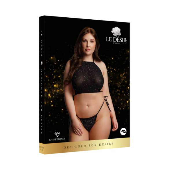 Le Désir Plus Size - set med strass - svart - XL-3XL
