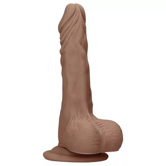 RealRock - dildo med pung - realistisk - 17cm - mörk hudfärg