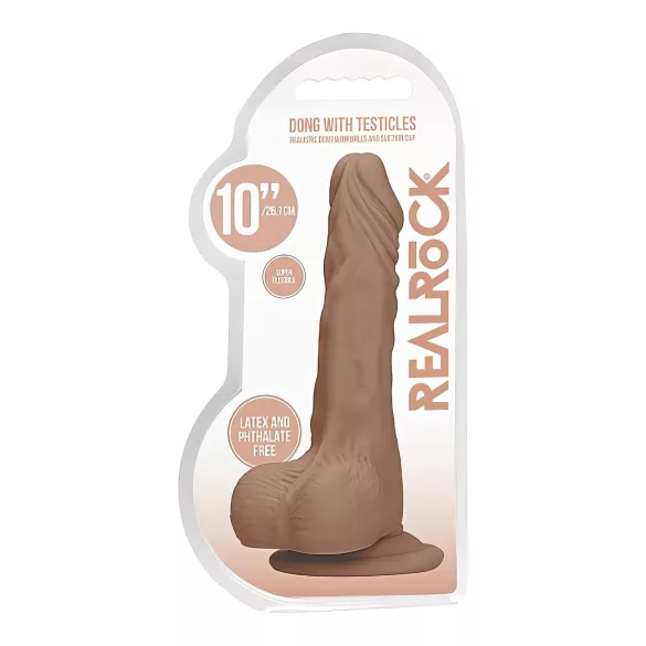 RealRock - dildo med pung - realistisk, 25cm - mörk natur