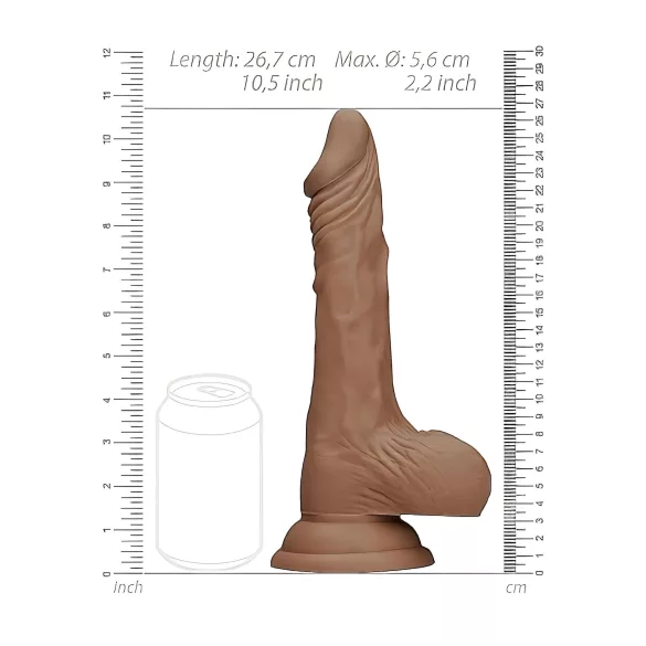 RealRock - dildo med pung - realistisk, 25cm - mörk natur