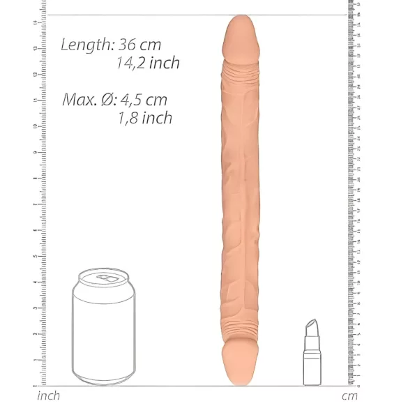 RealRock - dubbel dildo - 36 cm - naturfärg