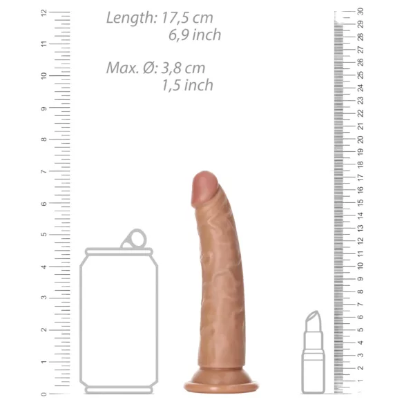 RealRock - realistisk dildo 15,5cm - mörk naturfärg