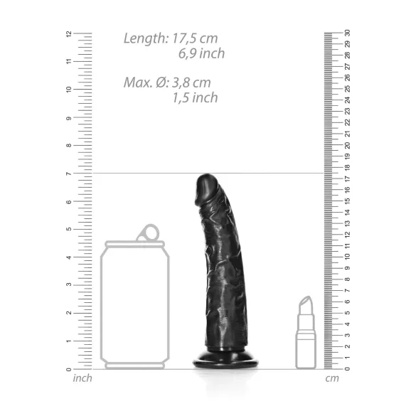 RealRock - realistisk dildo smal - 15,5 cm - svart