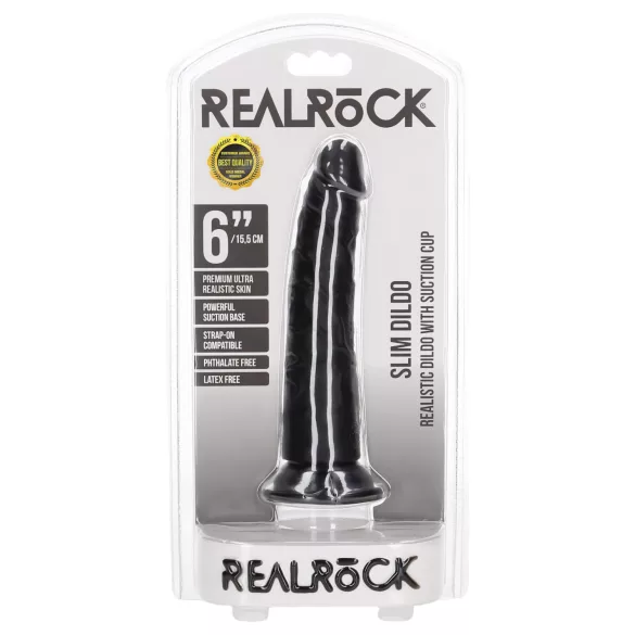 RealRock - realistisk dildo smal - 15,5 cm - svart