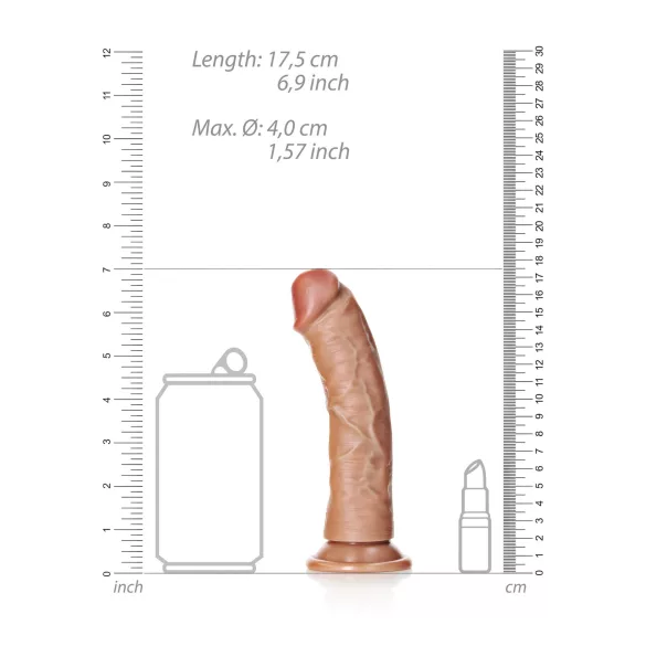 RealRock - realistisk dildo - 15,5cm - mörk naturfärg