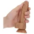 RealRock - dildo med sugkopp och pung - 15,5cm - mörk naturfärg