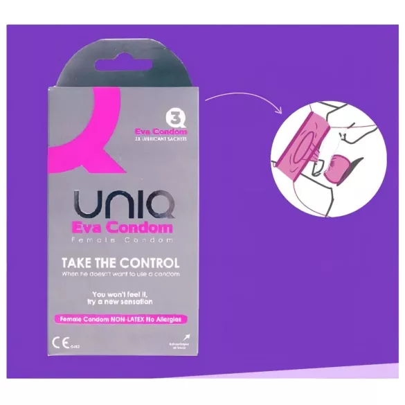 Uniq Eva - kvinnligt kondom - latexfri - 3 st