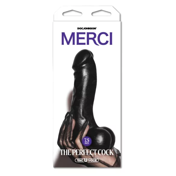Doc Johnson The Perfect Cock - realistisk dildo (svart) - 19 cm