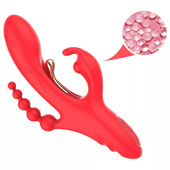 Bestoy - vibrator med 3 armar och tungfunktion - röd