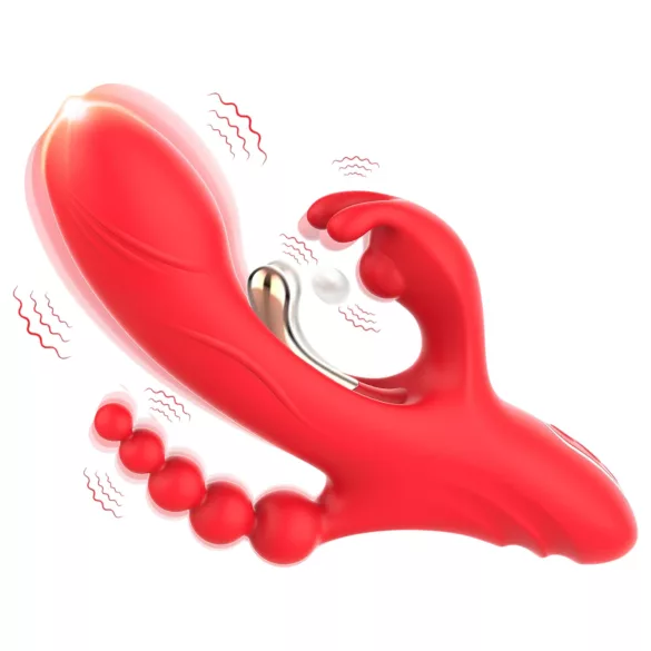 Bestoy - vibrator med 3 armar och tungfunktion - röd