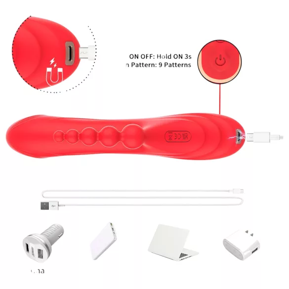 Bestoy - vibrator med 3 armar och tungfunktion - röd