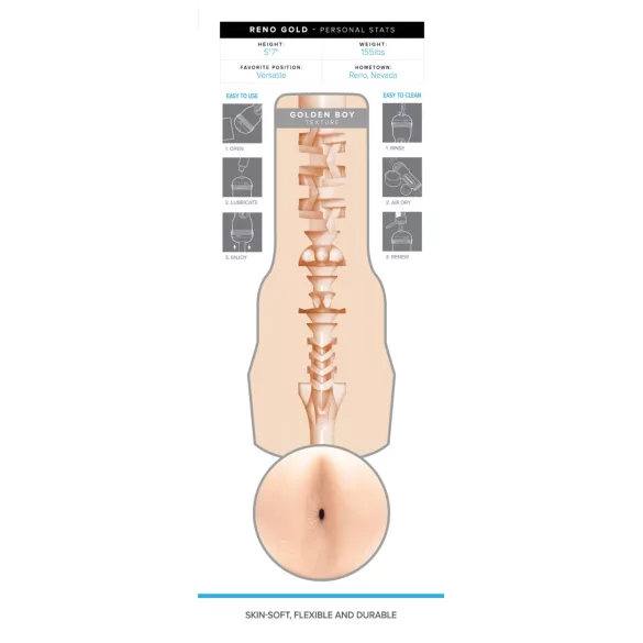 Fleshjack Reno Gold - realistisk analmasturbator - naturfärg