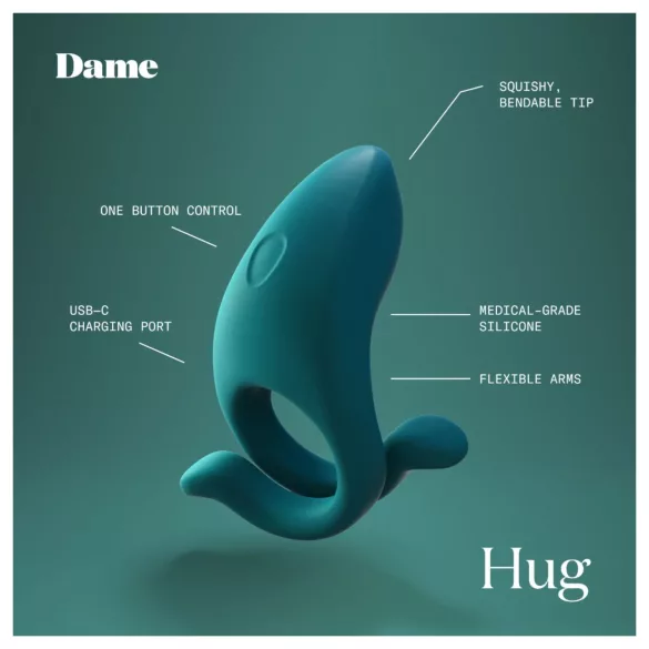Dame Hug - justerbar vibrerande penisring (grön)