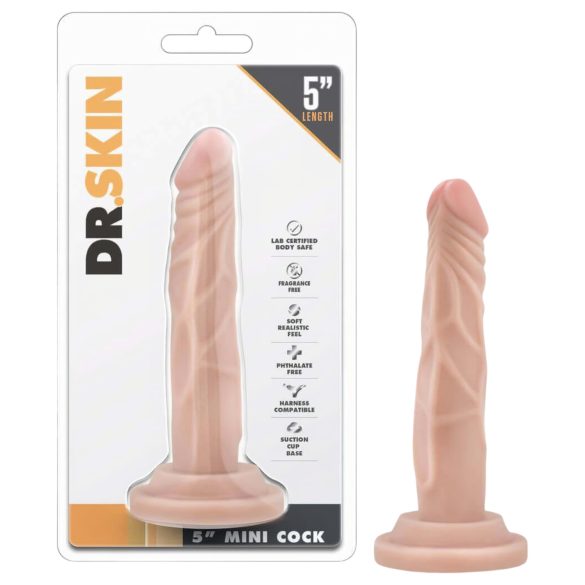Dr. Skin 5 - realistisk dildo med sugkopp - naturfärg - 14,5 cm