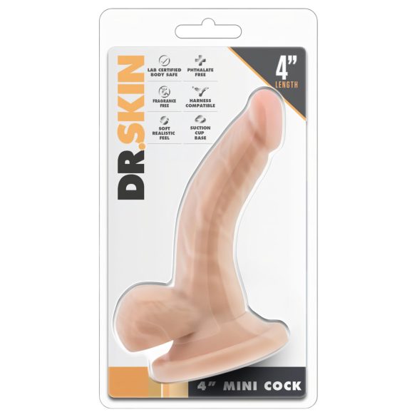 Dr. Skin 4 - Naturlig dildo med sugkopp och kulor (12 cm)