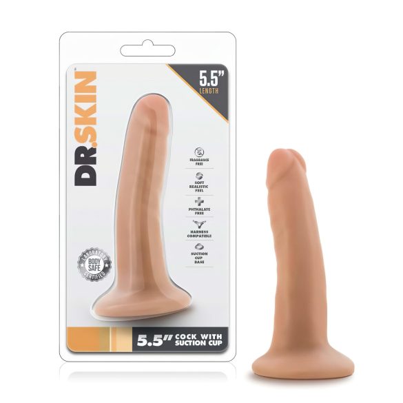 Dr. Skin - realistisk dildo med sugkopp - naturfärg - 14 cm