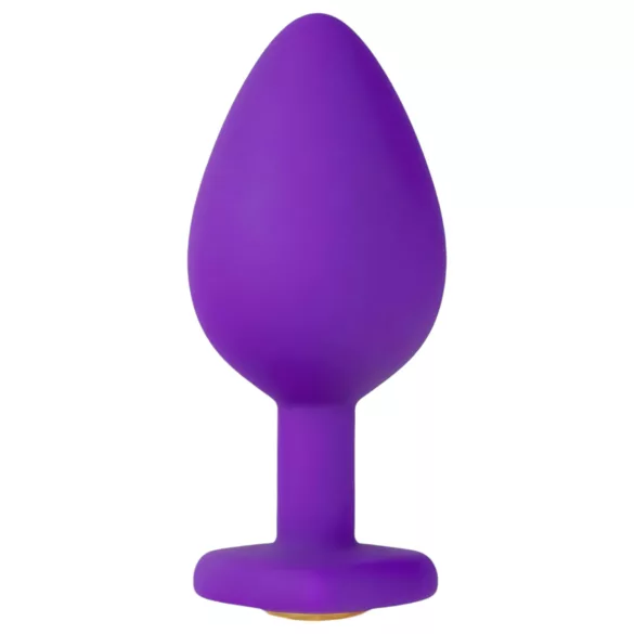 Temptasia M - analdildo med hjärtform och guldfärgad sten - lila - medium
