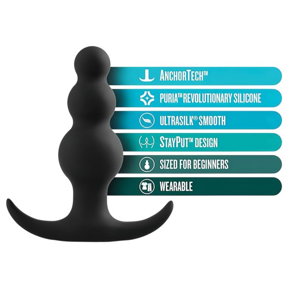 Anal Adventures Platinum - analplugg med pärlor - svart