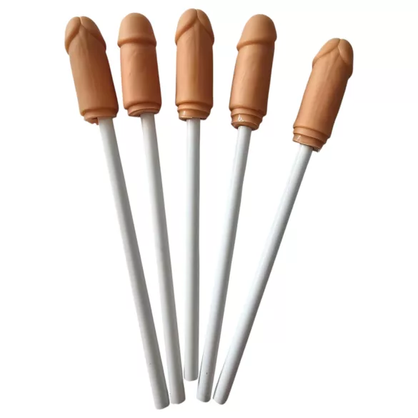 Diverty - penna med penis-topper (natur) - 5 st