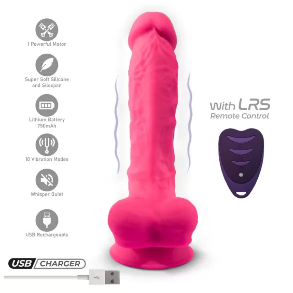 Silexd - dildo med sugkopp och kulor - vibrator med fjärrkontroll - rosa